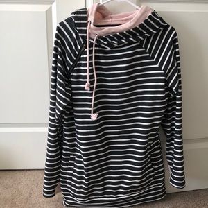 Grey, White & Pink Boutique Double Hoodie